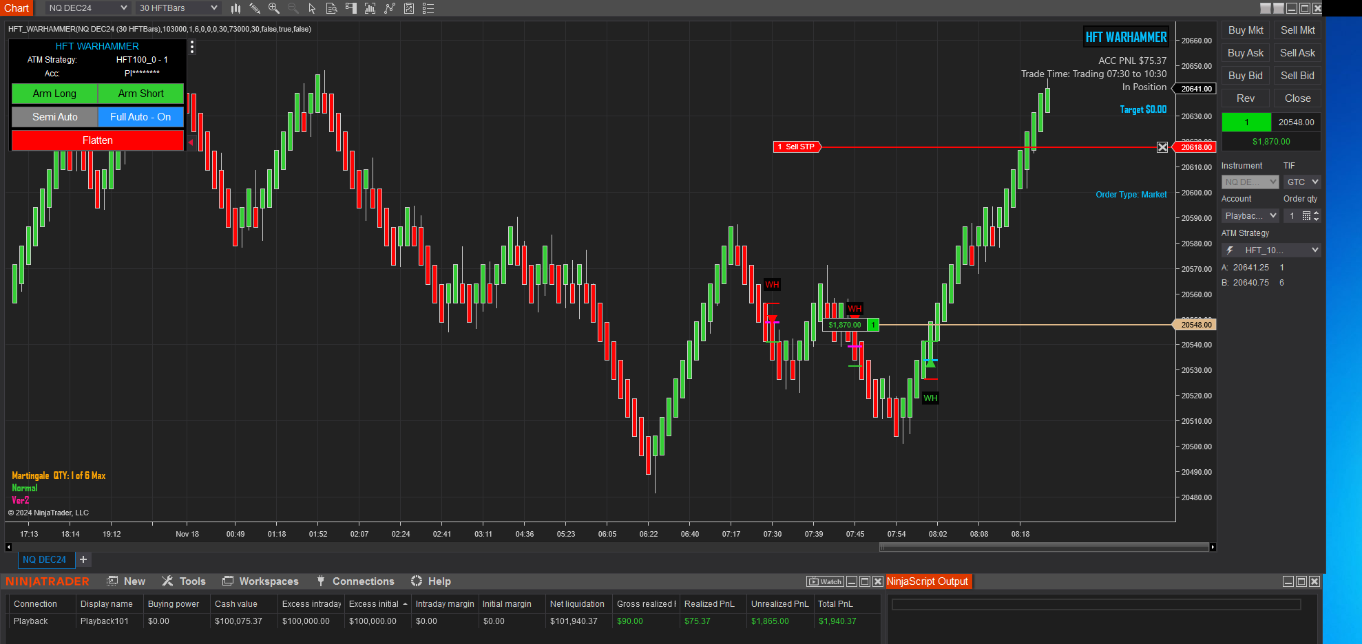 HFT Algo - Warhammer Momentum Trades NT8