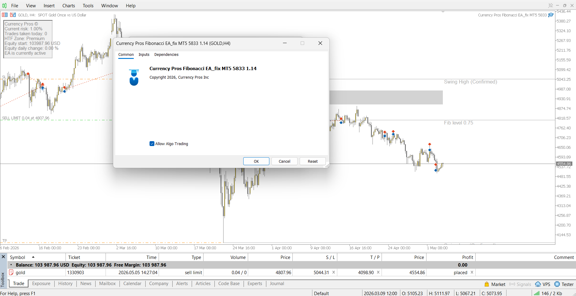 Currency Pros Fibonacci EA v1.14 MT5